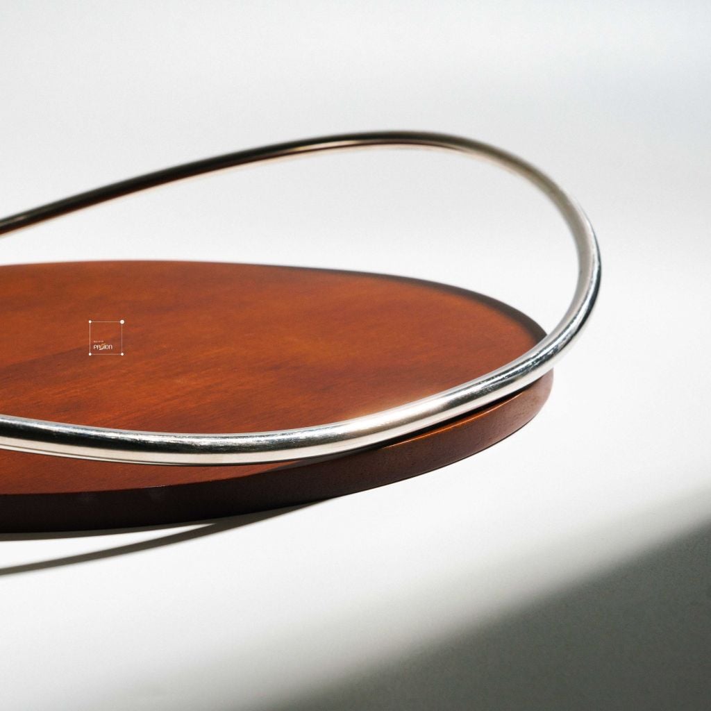 Khay Gỗ Inox Viền Vòng Cung Decor Cao Cấp