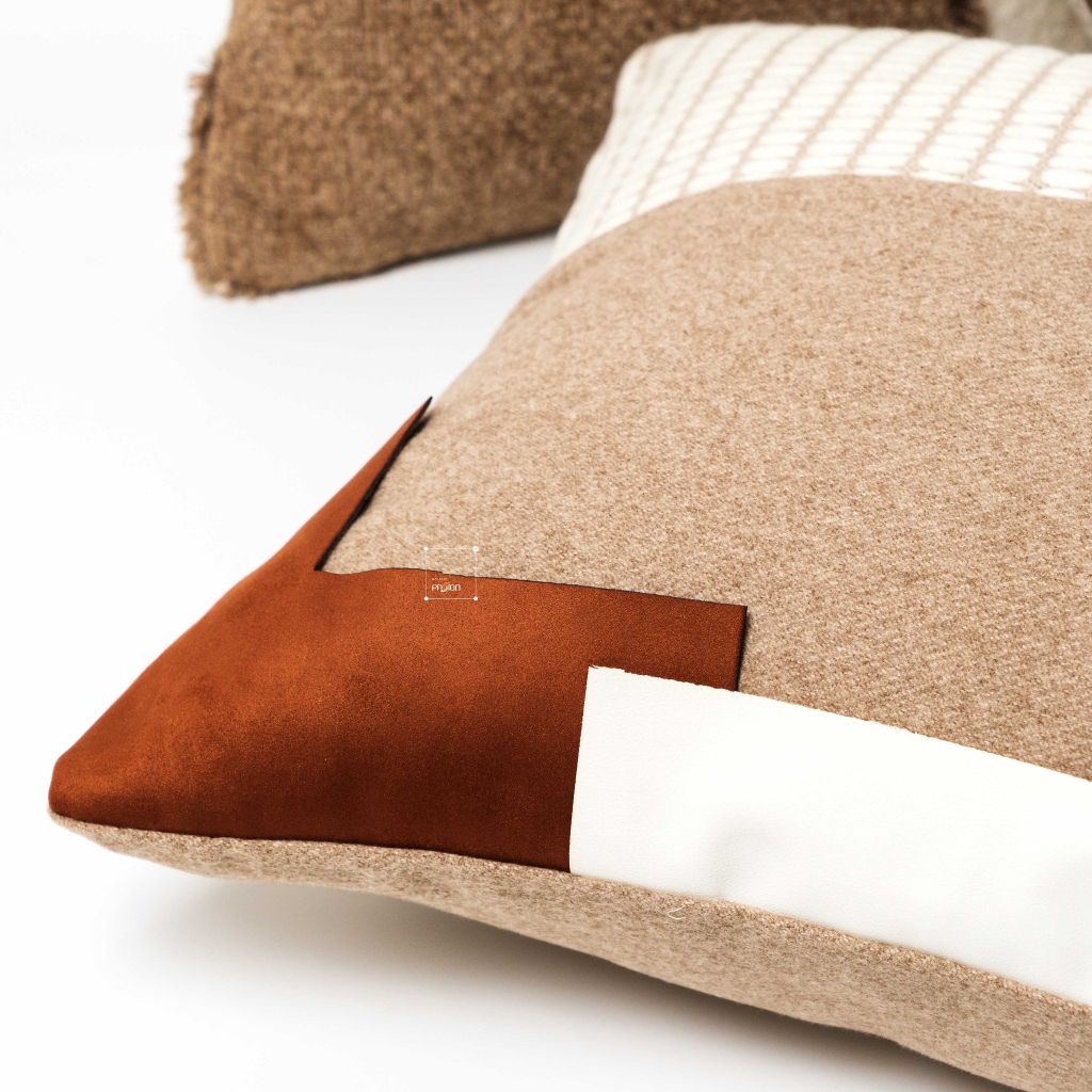 Vỏ Gối Tựa Lưng Phong Cách Wabi Sabi Nâu Hạt Dẻ