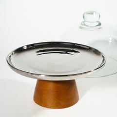 Khay Bánh Chân Gỗ Măm Bạc Trang Trí Bàn Ăn
