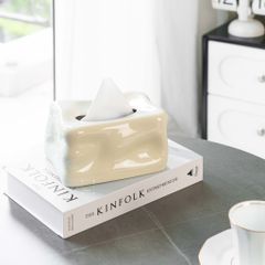 Hộp Khăn Giấy Sứ Phủ Bóng Cao Cấp Cong Sáng Tạo