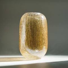 Bình Hoa Thủy Tinh Crackle Tráng Men Mạ Ion Hổ Phách