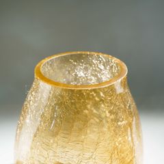 Bình Hoa Thủy Tinh Crackle Tráng Men Mạ Ion Hổ Phách
