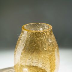 Bình Hoa Thủy Tinh Crackle Tráng Men Mạ Ion Hổ Phách