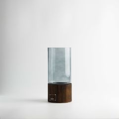 Bình Hoa Thủy Tinh Màu Nước Có Đế Gỗ Nâng Cao Hoa