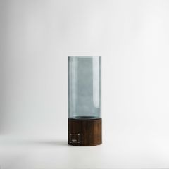 Bình Hoa Thủy Tinh Màu Nước Có Đế Gỗ Nâng Cao Hoa