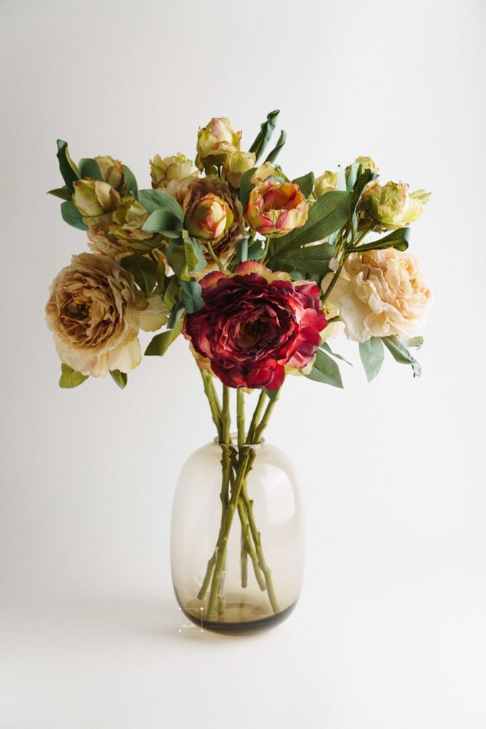 Bình Hoa Thủy Tinh Trụ Tròn Trong Suốt Pha Màu Gỗ