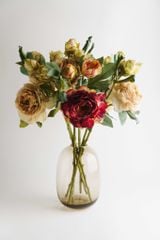 Bình Hoa Thủy Tinh Trụ Tròn Trong Suốt Pha Màu Gỗ