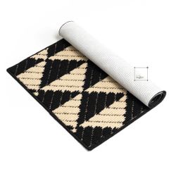 Thảm Lau Chân Siêu Thấm Hút Bụi Để Ở Cửa Ra Vào Họa Tiết Hình Học Xám Đen