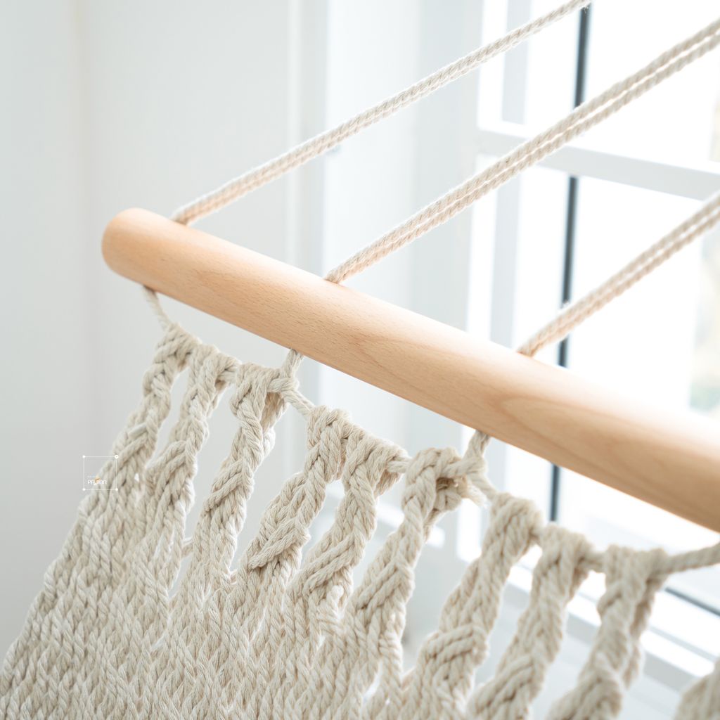 Võng Lưới Thanh Gỗ Tua Rua Boho Trang Trí Ngoài Trời Trang Trí Ngoài Biển 200x100cm