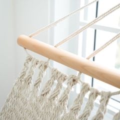 Võng Lưới Thanh Gỗ Tua Rua Boho Trang Trí Ngoài Trời Trang Trí Ngoài Biển 200x100cm