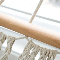 Võng Lưới Thanh Gỗ Tua Rua Boho Trang Trí Ngoài Trời Trang Trí Ngoài Biển 200x100cm