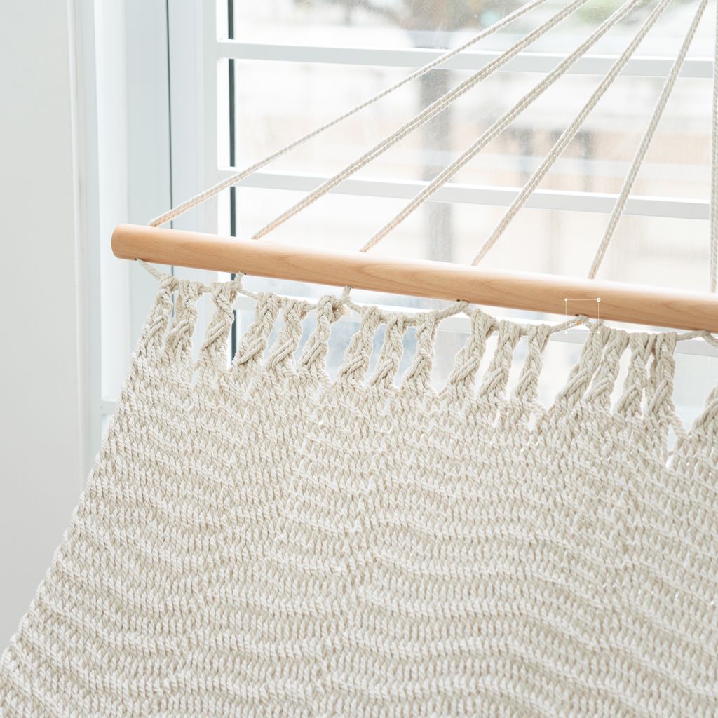 Võng Lưới Thanh Gỗ Tua Rua Boho Trang Trí Ngoài Trời Trang Trí Ngoài Biển 200x100cm