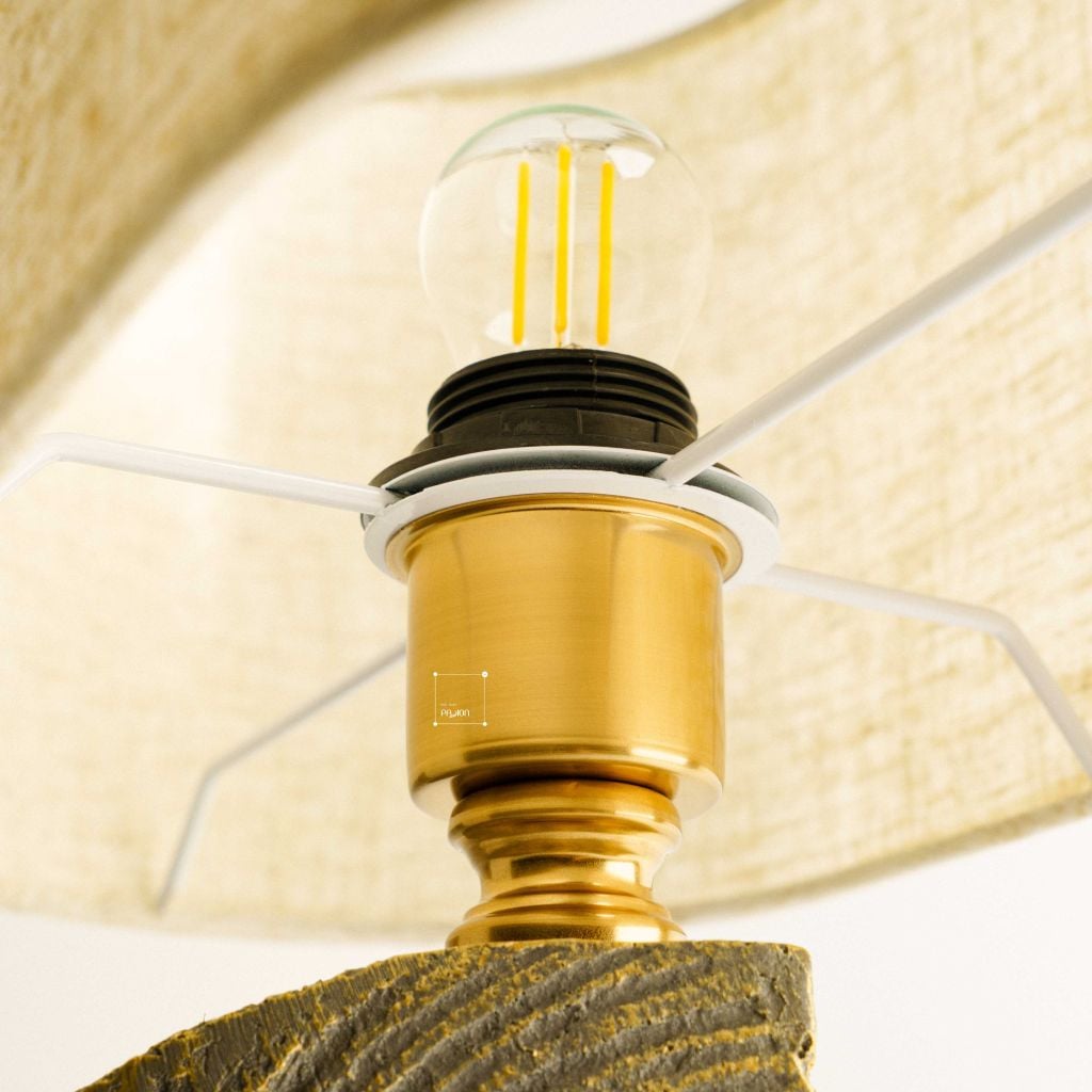 Đèn Bàn Kiểu Khối Gỗ Wabi Sabi