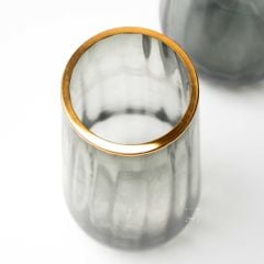 Bình Hoa Thủy Tinh Sọc Miệng Viền Vàng