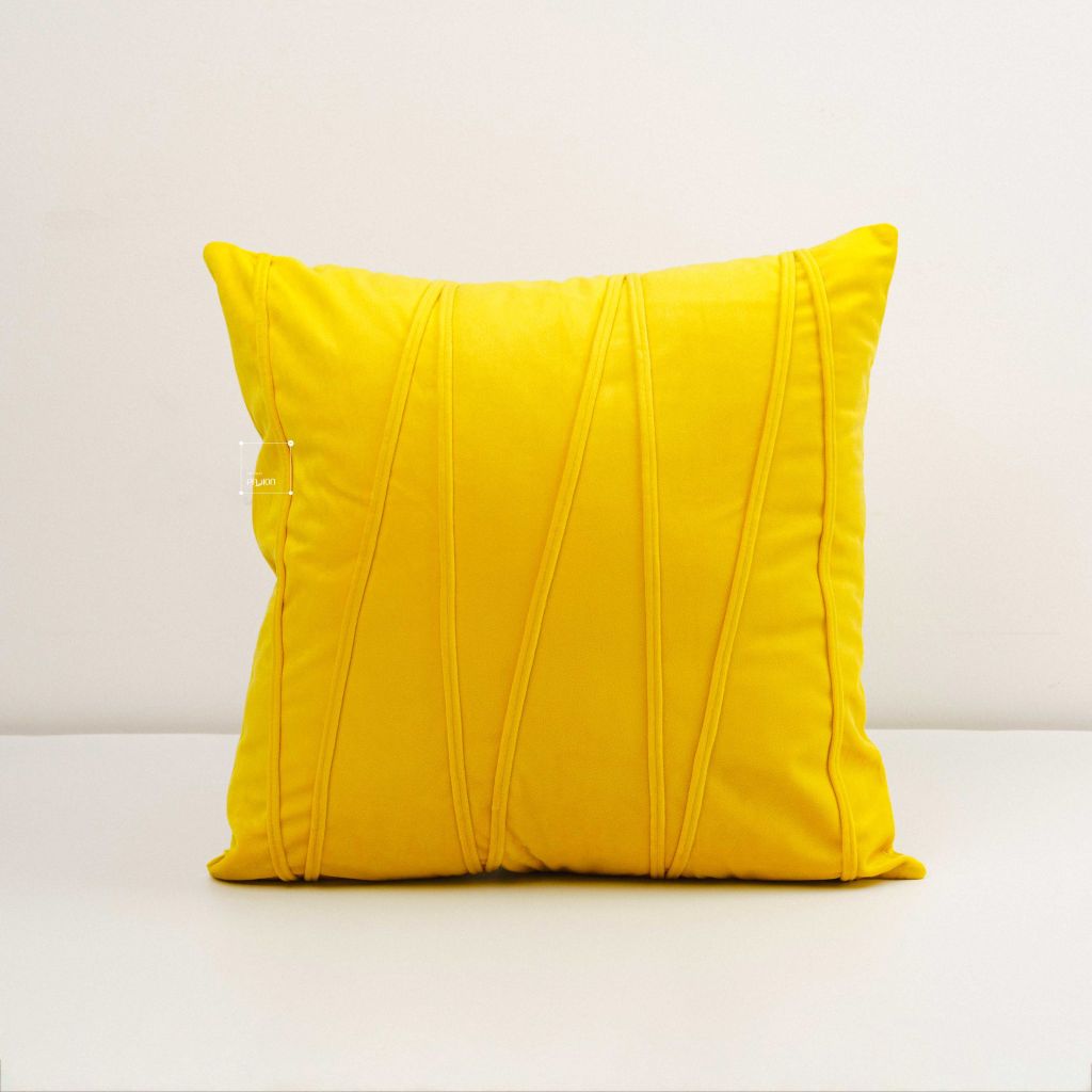 Set Gối Tựa Lưng Phối Khăn Phủ Sofa Tông Vàng 01