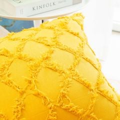 Set Gối Tựa Lưng Phối Khăn Phủ Sofa Tông Vàng 04