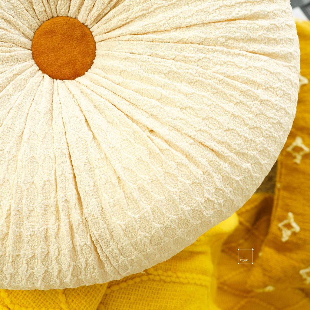 Set Gối Tựa Lưng Phối Khăn Phủ Sofa Tông Vàng 06