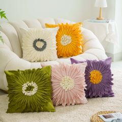 Gối Vuông Tựa Lưng Dệt Hoa Hướng Dương Sang Trọng