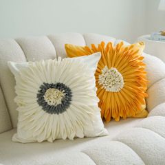 Gối Vuông Tựa Lưng Dệt Hoa Hướng Dương Sang Trọng