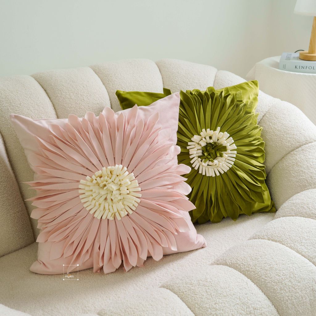 Gối Vuông Tựa Lưng Dệt Hoa Hướng Dương Sang Trọng