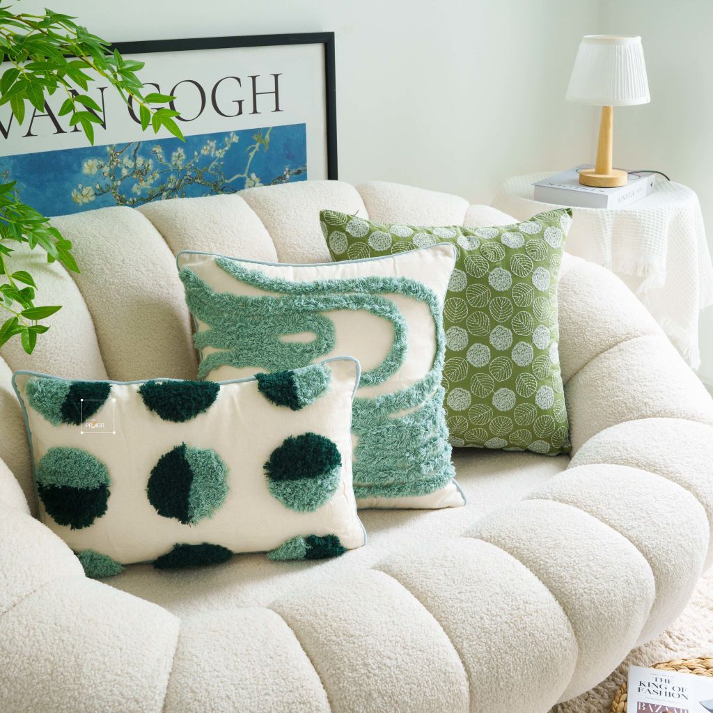 Set Vỏ Gối Tựa Lưng Phối Mẫu Phong Cách Hiện Đại Xanh lá 34