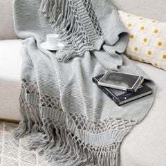Chăn Đan Len Dệt Tua Rua Kiểu Mỹ Decor Sofa Giường Ngủ