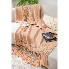 Chăn Đan Len Dệt Tua Rua Kiểu Mỹ Decor Sofa Giường Ngủ