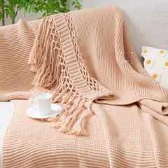 Chăn Đan Len Dệt Tua Rua Kiểu Mỹ Decor Sofa Giường Ngủ
