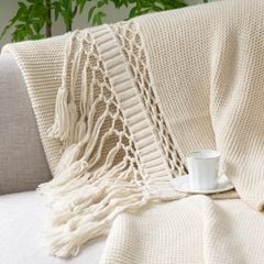 Chăn Đan Len Dệt Tua Rua Kiểu Mỹ Decor Sofa Giường Ngủ