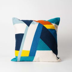Vỏ Gối Tựa Lưng Thêu Nổi Họa Tiết Color Block Xanh Vàng