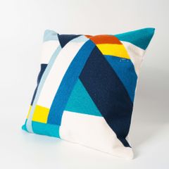 Vỏ Gối Tựa Lưng Thêu Nổi Họa Tiết Color Block Xanh Vàng