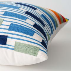 Vỏ Gối Tựa Lưng Thêu Nổi Họa Tiết Color Block Xanh Vàng