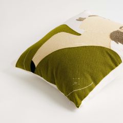 Vỏ Gối Tựa Lưng Canvas Thêu Nổi Green Olive