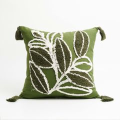 Vỏ Gối Tựa Lưng Canvas Thêu Nổi Green Olive