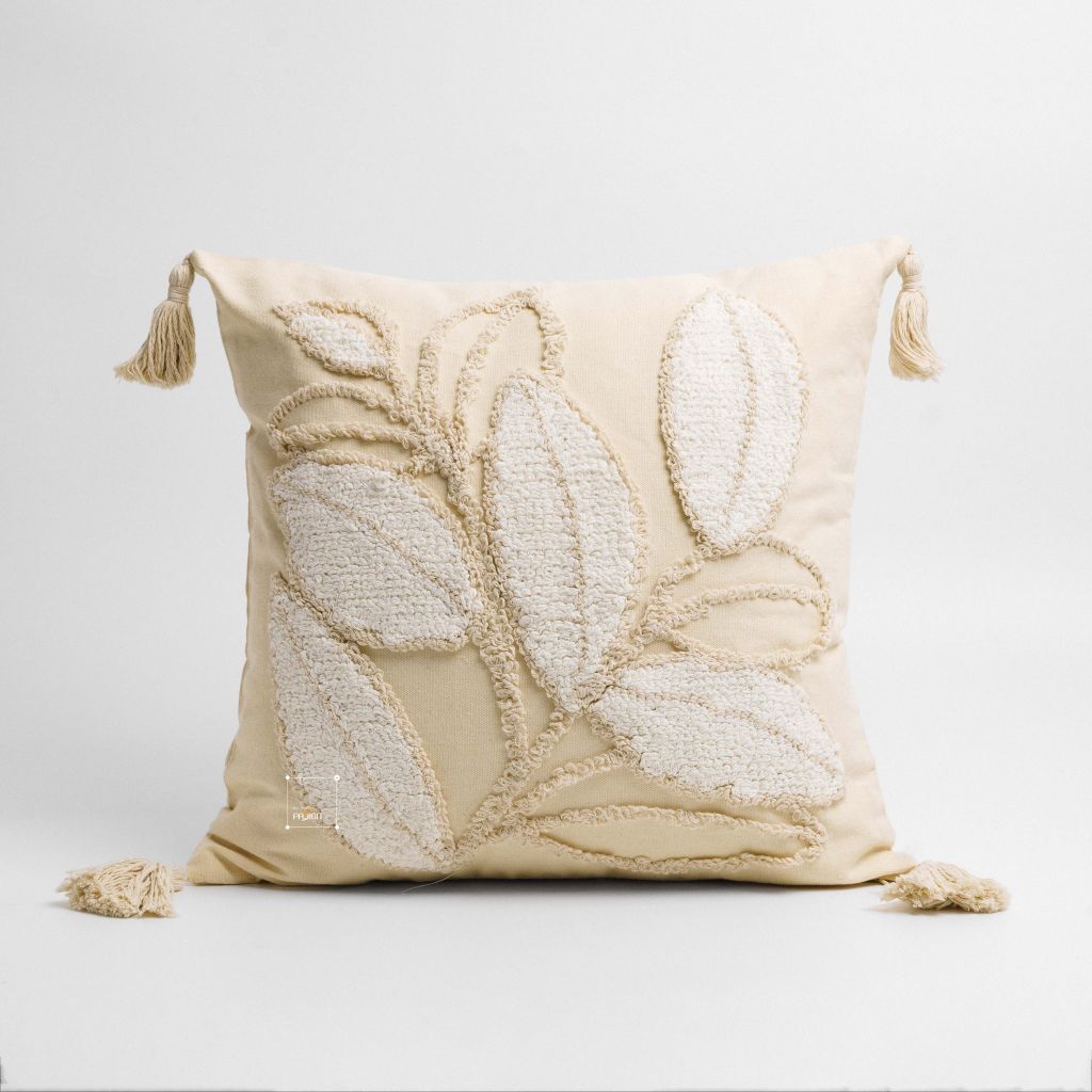 Vỏ Gối Tựa Lưng Canvas Thêu Nổi Green Olive