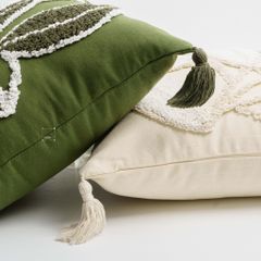 Vỏ Gối Tựa Lưng Canvas Thêu Nổi Green Olive