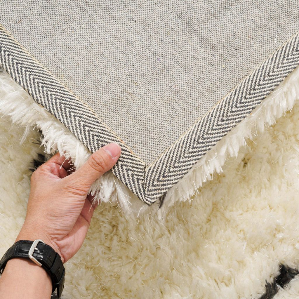 Thảm Lông Ngắn Cừu Dệt Sợi Xịn Mịn Họa Tiết Hình Học Màu