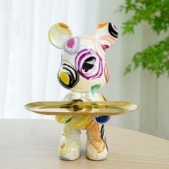 Tượng Gấu Bearbrick Ôm Khay Trang Trí Đồ Dùng