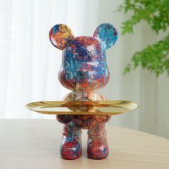 Tượng Gấu Bearbrick Ôm Khay Trang Trí Đồ Dùng