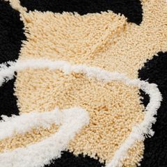 Thảm Tròn Trang Trí Họa Tiết Be Phối Lá Đen Sang Trọng