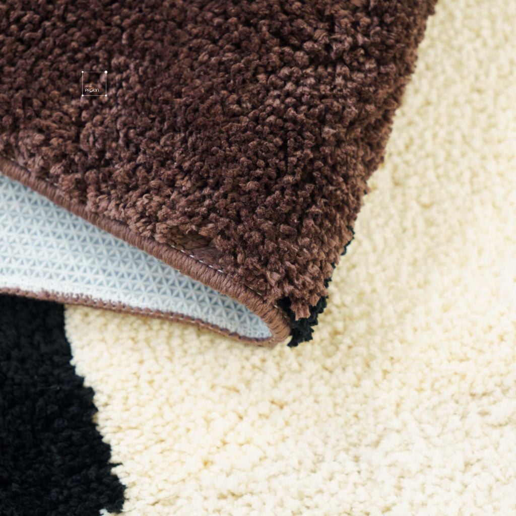 Thảm Sợi Lông Len Họa Tiết Hình Học Nâu Trang Trí Phòng Ngủ