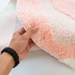 Thảm Lau Chân Hình Tròn Hoa Hồng Dệt Nổi Sáng Tạo