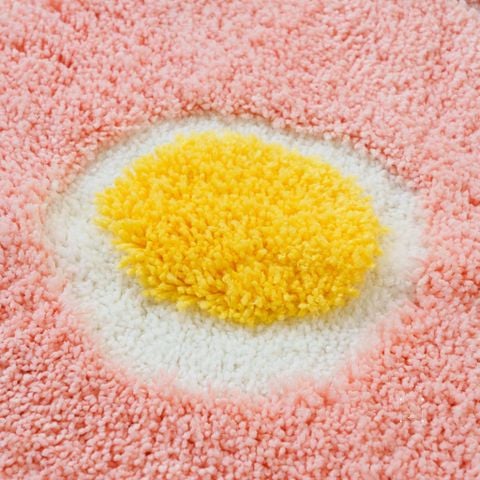 Thảm Lau Chân Hình Tròn Hoa Hồng Dệt Nổi Sáng Tạo