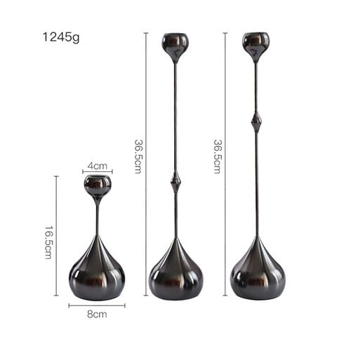 Set 3 Chân Đế Nến Để Bàn Tiệc Kim Loại Cao Cấp