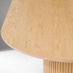 Bàn Ăn Oval Dài Chân Trụ Kẹp Nẹp Tròn