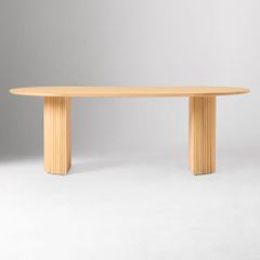 Bàn Ăn Oval Dài Chân Trụ Kẹp Nẹp Tròn