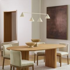 Bàn Ăn Oval Dài Chân Trụ Kẹp Nẹp Tròn