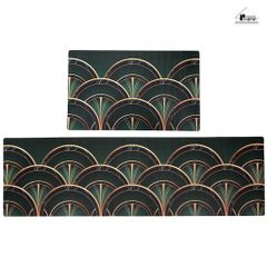 Thảm Bếp PVC Tone Xanh Bắc Âu Hiện Đại Chống Trượt Chống Bám Dầu