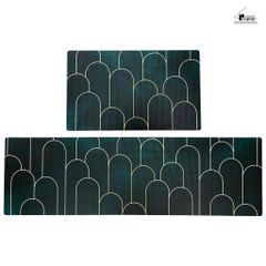 Thảm Bếp PVC Tone Xanh Bắc Âu Hiện Đại Chống Trượt Chống Bám Dầu