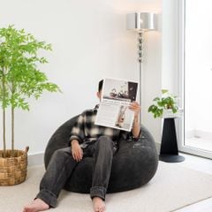 Ghế Lười Nhung Tuyết Hình Tròn Size XL 100x120cm